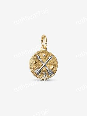 Pandora Crossing Arrows Medallion Charm|Pendant|Two-tone